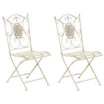 Kovová skladacia stolička Sibell (SET 2 ks) - Krémová antik