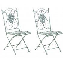 Kovová skladacia stolička Sibell (SET 2 ks) - Zelená antik