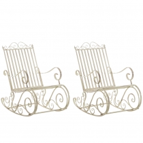 Kovové hojdacie kreslo Smile (SET 2 ks) - Krémová antik