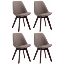 Stolička Borne V2 látka (SET 4 ks), drevené nohy orech - Sivo-hnedá (Taupe)