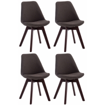 Stolička Borne V2 látka (SET 4 ks), drevené nohy orech - Tmavo sivá