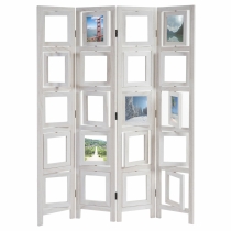 Paraván Shabby s fotorámikmi - 161 x 125 cm - Biela
