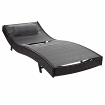 Lehátko Savannah, polyratan - melír hnedý, sivý poťah