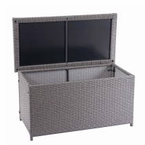 Polyratanový záhradný úložný box HWC-D88 - základná sivá, 51x115x59cm 250l
